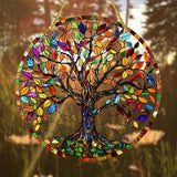 7.87 Inch Sun Catcher，Tree of Life Stained Glass Window Hanging，Acrylic Suncatchers Window Decorations for Indoor/Outdoor Garden Housewarming Gift for Mom
