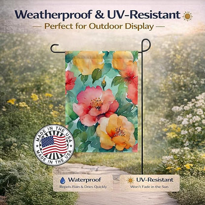 Caroline's Treasures Georgia Cherokee Rose in Watercolor Garden Flag Mailbox Flag Decorative Yard Flag Banner Outside Patio Artwork Yard Flower Beds, Garden Size, Multicolor