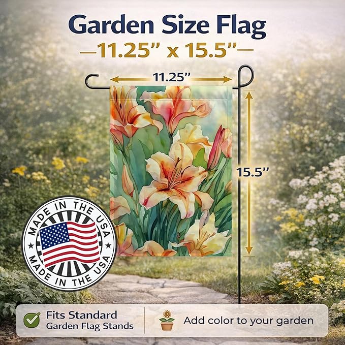 Caroline's Treasures Utah Sego Lilies in Watercolor Garden Flag Mailbox Flag Decorative Yard Flag Banner Outside Patio Artwork Yard Flower Beds, Garden Size, Multicolor