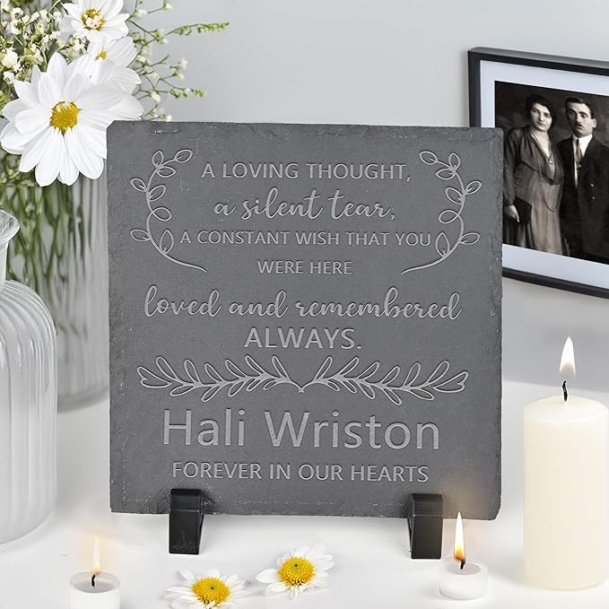 Personalized Memorial Stone Memorial Garden Stone - Sympathy Gifts for Loss of Dad, Mom or Loved One - Bereavement, Remembrance and Condolence Gift - Love and Remember Square