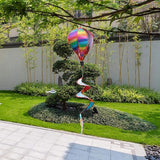 ASkinds 2Pcs Hot Air Balloon Wind Spinner Rainbow Whirl Hanging Ornament Spinning Balloon Windmill Toy Set for Outdoor Garden Patio Yard Home Decoration