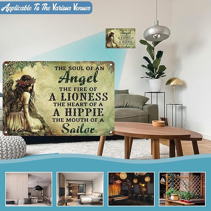 Vintage Hippie Metal Sign Funny Wall Art for Home Bar Cafe Garage Interior Decoration 8x12 inch