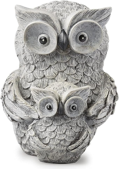 Roman Garden - Owl and Baby Statue, 8" H, Pudgy Pals Collection, Resin and Dolomite, Decorative, Garden Gift, Home Outdoor Decor, Durable, Long Lasting