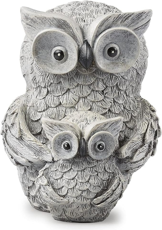 Roman Garden - Owl and Baby Statue, 8" H, Pudgy Pals Collection, Resin and Dolomite, Decorative, Garden Gift, Home Outdoor Decor, Durable, Long Lasting