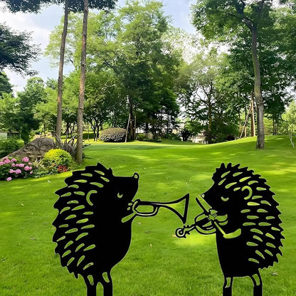 Metal Garden Stake Decor, Acrylic 2D Garden Decoration, Garden Accessories for Outdoor Indoor Yard Lawn Pot Plants (2PCS-Hedgehog)