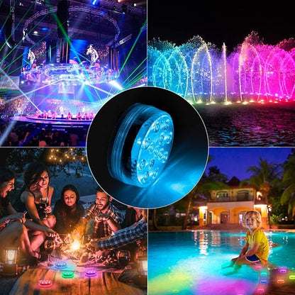 LOFTEK Submersible LED Lights with Remote, 13 LED Pool Lights for Inground Above Ground Pool with Magnets &Suction Cups,16 Color Changing Underwater Light for Pond Battery Operated, 12 Pack