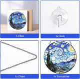 Hanging Stained Glass for Windows,20cm/7.87inch Van Gogh Starry Night Stained Glass Suncatcher with Chain Garden Diamond Glass Panel Hangings Decoration for Home Decor Gifts for Family Friends