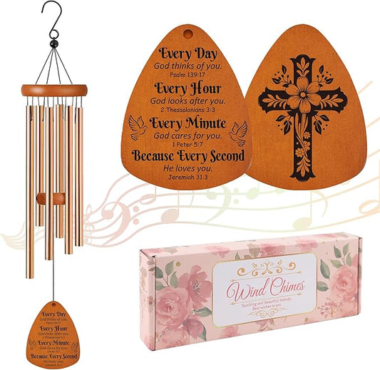 Christian Wind Chimes for Outside, God Blessed Inspirational Bible Verse Windchimes for Garden Patio Yard Decor, Religious Gifts for Women, Men, Christian, Loved Ones