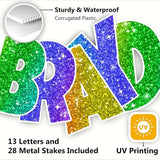 Happy Birthday Yard Sign with Metal Stakes - 16” Outdoor Lawn Decorations, Weather-Resistant Letters, birthday party supplies gift for Kids & Adults (Glitter)