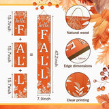 Hello Fall Porch Sign Autumn Leaves Wooden Welcome Sign Vertical Fall Hanging Signs For Standing Front Porch Decor Rustic Wall Decor Home Farmhouse Yard Door Fall Decorations 47.2"H