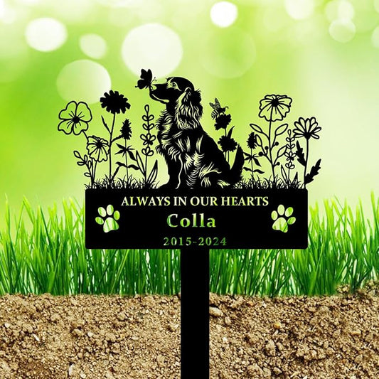 Personalized Flora Dog Memorial Garden Stake - Custom Cemetery Sign with Stake, Grave Plaque, Pet Headstone, Engraved Marker for Dogs