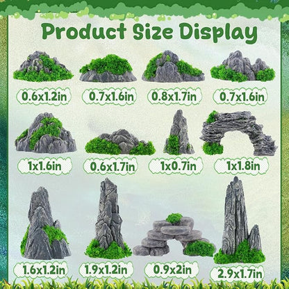 Warmtree 12 Pcs Diorama Rocks Fake Rock Miniature Stone Statue for Diorama Supplies, Micro Train Landscape, Railway Sand Table, Zen Garden Accessories