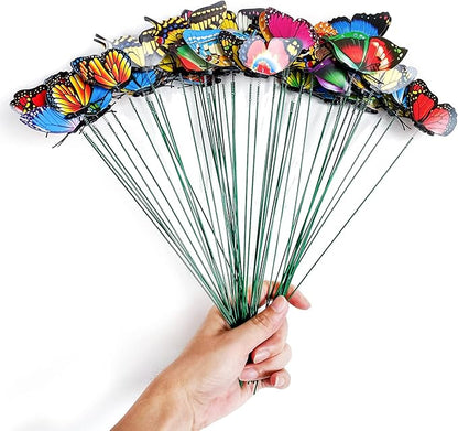Tuxiaobu 24 Pcs Butterfly Garden Decor Stakes - Fake Butterfly Floral Picks Cake Party Butterflies Decorations for Indoor Outdoor Flower Pot Thanksgiving Christmas Whimsical Gifts