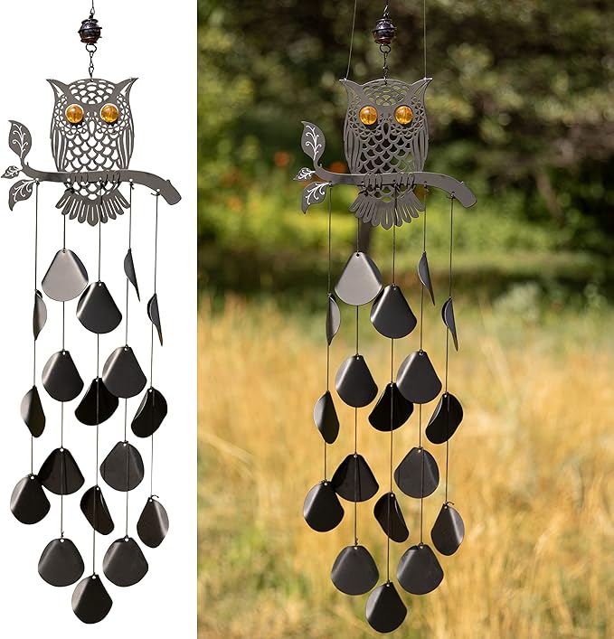 VP Home 30-inchBlack Tribal Owl Wind Chimes for Decoration, Unique Tribal Owl Windchimes Best for Outdoor Decoration Garden Decor, Yard Decor Chimes Gift for Women, Mom, Grandma, Unisex