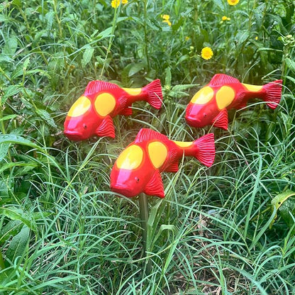 Koi Fish Decor Garden,Koi Art Decor Resin Sculptures with Stake, Garden Sculptures & Statues,A Set of 3 Pieces Fish Sculpture for Outdoors, Patio, Yard, Lawn, Pond and Home Decoration (Red)