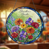 NAZENTI Custom Month Birth Flowers Glass Suncatcher for Grandma, Personalized Stained Glass Window Hanging Suncatcher with Kids Name, Gifts for Mother's Day, Birthday, Gigi Birth Month Flower