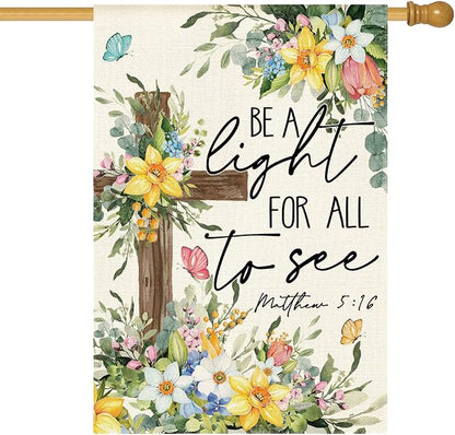 AVOIN colorlife Spring Floral House Flag 28x40 Inch Double Sided Outside, Eucalyptus Flowers Seasonal Cross Yard Outdoor Flag