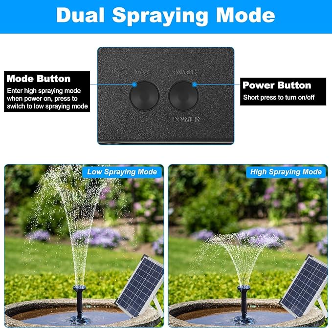 3-Tier Bird Bath Fountain Solar Powered LED Light Detachable Water Pump with 6W Solar Panel for Bird Bath, Courtyard, Outdoor, Garden Decoration