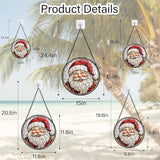 Stained Glass Window Hanging - Red White Santa Claus Suncatcher for Doors Home Christmas Decoration Winter Sun Catcher Thanksgiving New Year Birthday Gifts for Women Men Mom Nana Girl 6.3 in