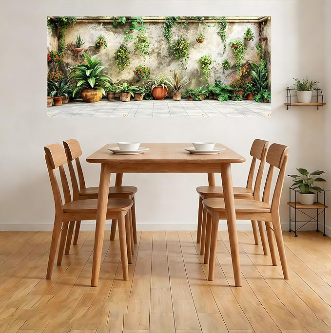 Large Garage Door Cover 157.5x70.9in Garden Plant Garage Door Banner Outdoor Decorations with Grommets & Rope, Waterproof Garage Door Decorations for House Exterior Spring Patio Decor