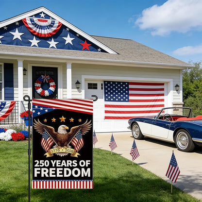 250th Anniversary America Garden Flag, 250 Anniversary USA Flag Patriotic Banner 250 Years of Freedom Yard Sign Eagle Design 4th of July Double-Sided Waterproof 1776-2026 Commemorative Flag 12x18 Inch