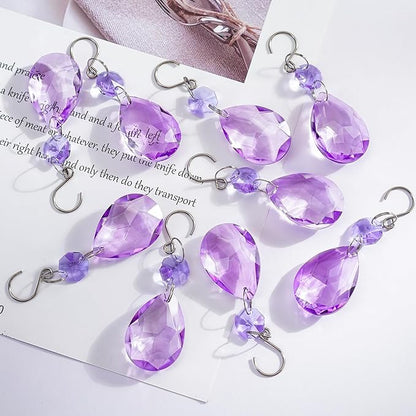 H&D HYALINE & DORA 3Inch Crystal Suncatcher Bauhinia Prisms Pendants 10Pcs Chandelier Crystals Replacement Hanging Sun Catcher Beads for DIY Arts Crafts Decor (Purple)