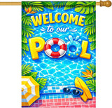 Nuxovilar Large Summer Garden Flag Welcome Pool Float Surf Board Pattern Polyester 28×40 Inches Garden Flags for Outside Poolside Decor Yard Porch