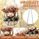 Yalikop 6 Inch Highland Cow Suncatcher Decor Faux Stained Glass Window Hanging Ornament Acrylic Highland Cow Gifts for Animals Lovers Home Garden Farmhouse Decoration