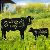EZTZEN Cow Metal Garden Stakes Decorative,Cow Gifts for Women/Mom/Grandma/Men Cow Lovers Gifts,Black Cow Silhouette Statues Garden Decor for Outside,Outdoor Decor,Yard Art,Patio,Lawn Ornaments,2 Pack