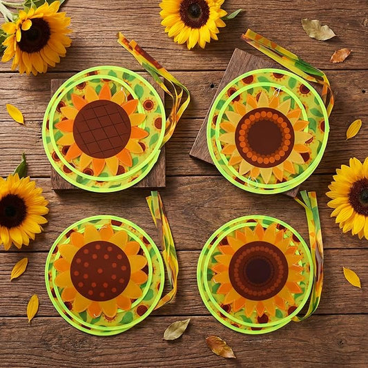 Beeveer 4 Pcs 57'' Spring Wind Socks Sunflower Wind Spinners for Outdoor Hanging Nylon Fabric Sunflower Leaf Spinners Leaf Streamers for Spring Summer Decorations Windmill to Scare Birds Away