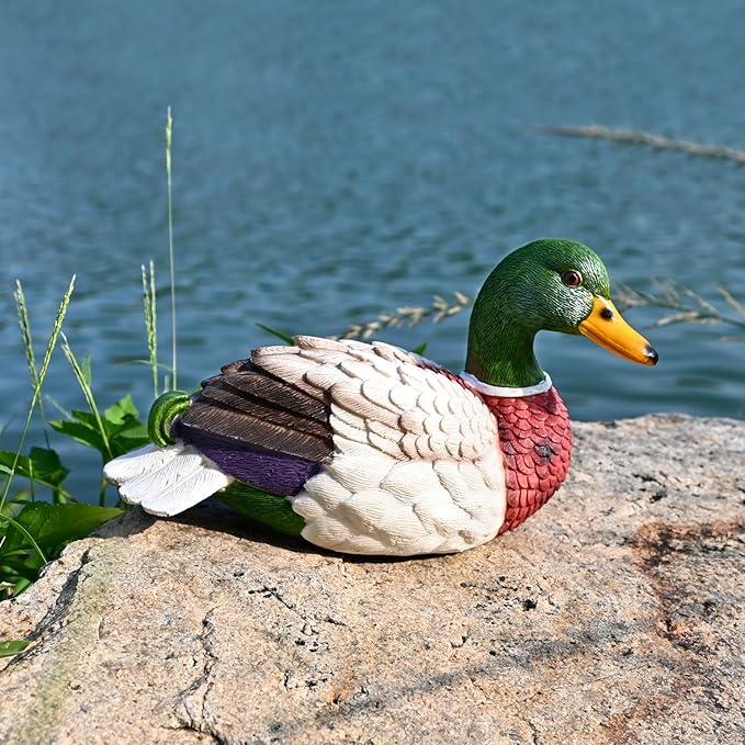 Mallard Duck Decor Garden Statue: Decorations for Home Small Duckling Figurine Lawn Ornaments Yard Sculpture Resin Animal Figures for Outside Decorative Backyard Art
