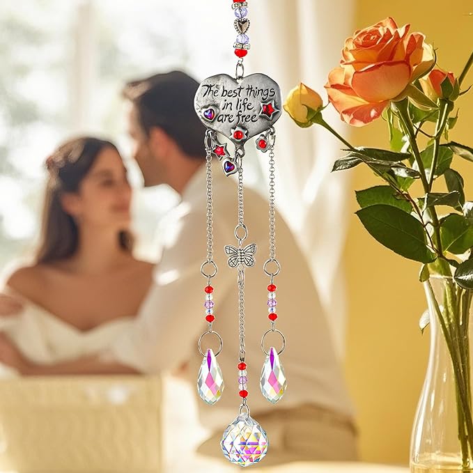 H&D HYALINE & DORA Garden Suncatchers Heart Shaped Crystal Suncatchers for Window Rainbow Maker Hanging Ornament Gift