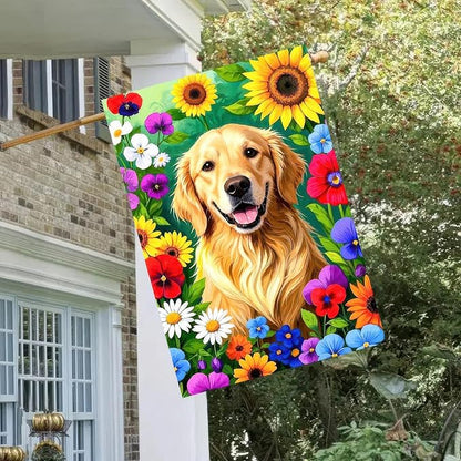 BlissYard Spring Garden Flag Double Sided 12x18 Inch Cute Golden Retriever Seasonal Welcome Small Flags For Outside Outdoor Decor Yard Farmhouse Holiday Spring Summer Decorations Yard Flags