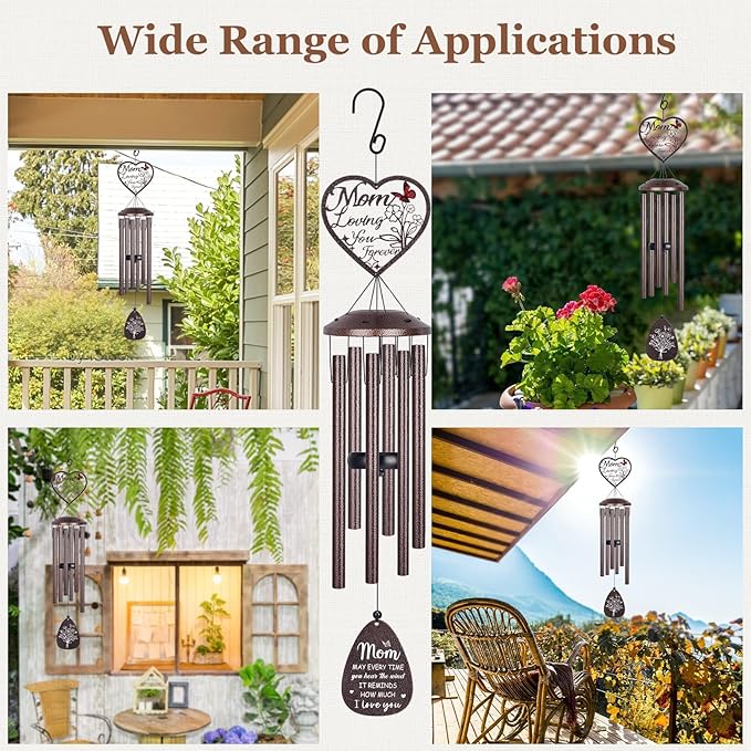 YHmall Gifts for Mom, 36'' Wind Chimes for Outside, Sympathy Mothers Day Mom Birthday Gifts for Mother in Law from Daughter Son, Large Memorial Windchimes Outdoors for Home Decor