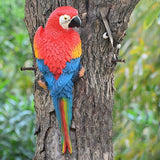 Parrot Decor Tiki Decorations for Outside Patio, Large Realistic Parrot Statues for Pool Deck Garden Yard Lawn, Lifelike Bird Sculpture Tropical Animal Figurines for Tree Wall Decor(Red)
