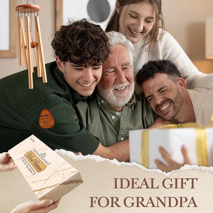 Gifts for Grandpa, Grandpa Wind Chimes, Best Gift for Grandpa, Birthday Gift for Grandfather from Granddaughter, Grandson, Grandpa Gifts Ideas for Father's Day Christmas -Large 36''