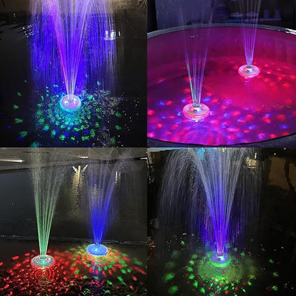 LanPool Floating Water Fountain with Underwater Lights, Powered Pump Outdoor, 2 Modes Sprinkler Waterfall Fountain for Inground Above Ground Pool, Pond-Light White-1PC