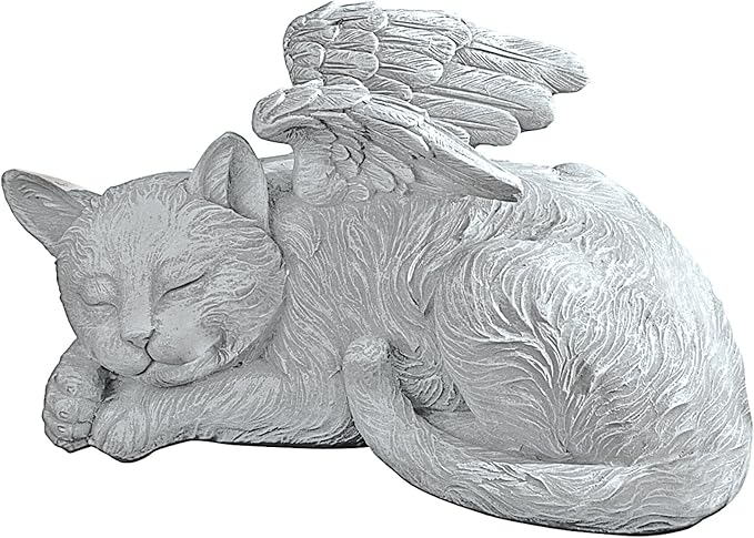 Design Toscano QL6080 Cat Angel Pet Memorial Grave Marker Tribute Statue, 10 Inches Wide, 5 Inches Deep, 5 Inches High, Antique Stone Finish
