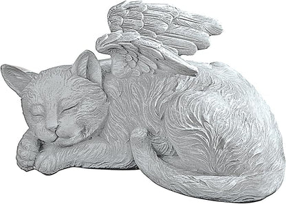 Design Toscano QL6080 Cat Angel Pet Memorial Grave Marker Tribute Statue, 10 Inches Wide, 5 Inches Deep, 5 Inches High, Antique Stone Finish