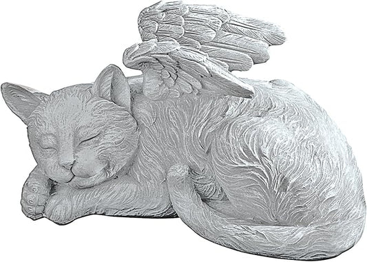 Design Toscano QL6080 Cat Angel Pet Memorial Grave Marker Tribute Statue, 10 Inches Wide, 5 Inches Deep, 5 Inches High, Antique Stone Finish