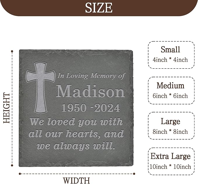 Personalized Memorial Stone Memorial Garden Stone - Sympathy Gifts for Loss of Dad, Mom or Loved One - Bereavement, Remembrance and Condolence Gift - Love You with All Our Hearts Square