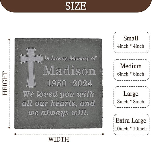 Personalized Memorial Stone Memorial Garden Stone - Sympathy Gifts for Loss of Dad, Mom or Loved One - Bereavement, Remembrance and Condolence Gift - Love You with All Our Hearts Square