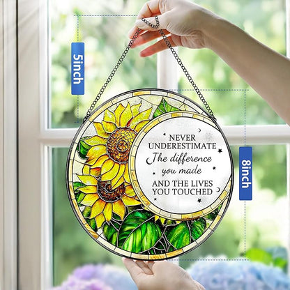 Thank You Gifts, Stained Glass Suncatcher Ornament, Window Hanging, Going Away/Goodbye, Appreciation, Retirement Gifts for Women, Men, Coworker, Boss, Friend | Retirement Party Decorations - Style H