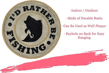 Spoontiques - Garden Décor - I'd Rather Be Fishing Stepping Stone - Decorative Stone for Garden