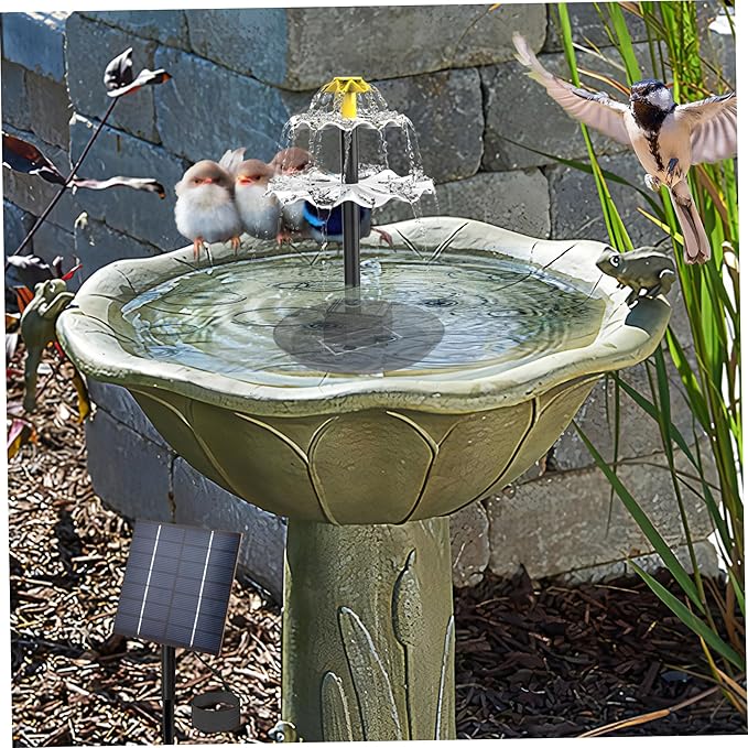 2-Tier 2.5W Solar Fountain Pump with Tray, DIY Decorative Solar Water Fountain for Bird Bath Garden Pond and