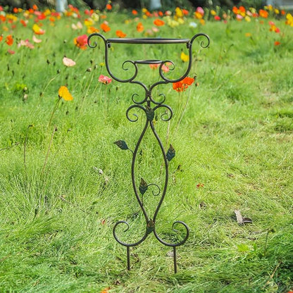 Wonder Solar Gazing Ball Stand Vintage Gazing Globe Stand Metal Gazing Globe Display Stands with Leaves for 8 to 10 Inches Gazing Globes Stand Holder for Outdoor Garden Lawn Yard