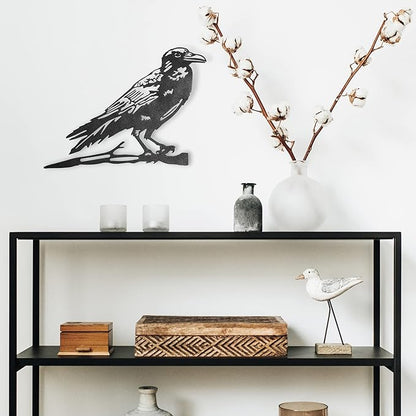 Renovatio Metal Bird Decor, Gifts for Mom, Artistic Raven Silhouette, Metal Garden Ornament, Outdoor Tree Decorations – A Remarkable Yard & Lawn Decor – Raven (Black)