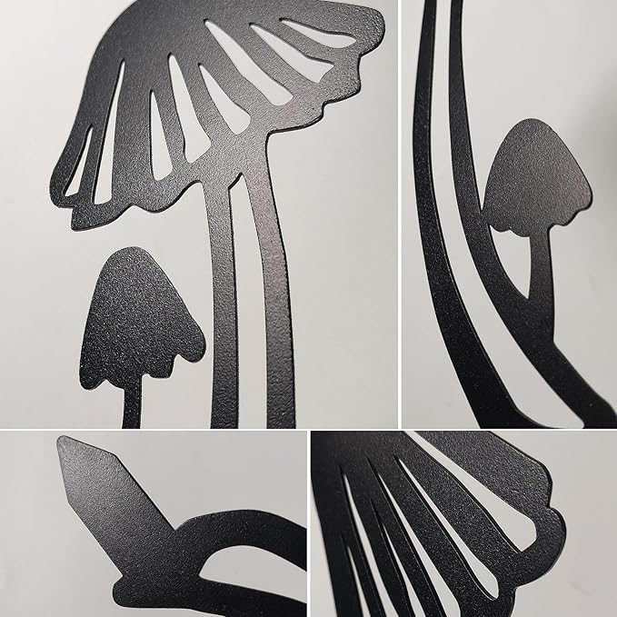 5PCS Metal Mushroom Yard Art - Garden Decorative Stake, Hollow Out Mushrooms Silhouette Statue Decor for Pathway, Floor, Garden, Lawn, Outdoor Decoration