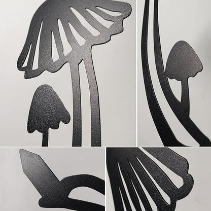 5PCS Metal Mushroom Yard Art - Garden Decorative Stake, Hollow Out Mushrooms Silhouette Statue Decor for Pathway, Floor, Garden, Lawn, Outdoor Decoration