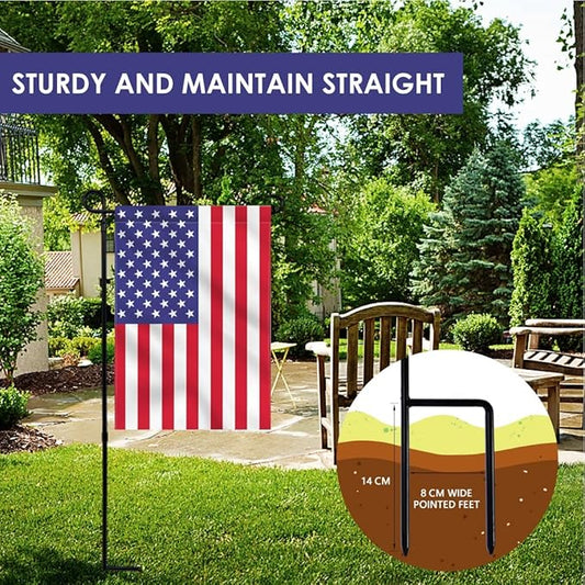 Garden Flag Stand, Thickened Pole Sturdy Straight Premium Metal Yard Flag Holder Weather-Proof Flagpole Seasonal Garden Flag, Christmas Garden Flag, Outdoor Decor Decoration